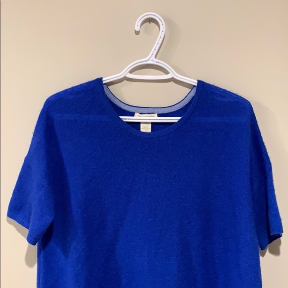 White + Warren Blue Short Sleeved Cashmere Sweater - Women’s Size Small - Picture 4 of 7